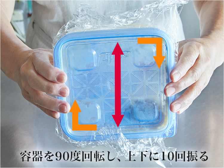 容器を90度回転するイメージ