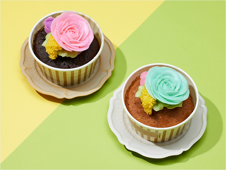 <フラワーピクニックカフェ>バラ×ミモザのカップケーキ2個セット