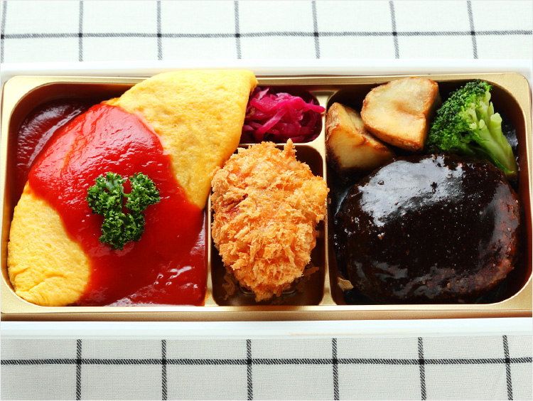<リッチクリームコロッケ東京>デミグラスビーフハンバーグ&リッチクリームコロッケのオムライス御膳